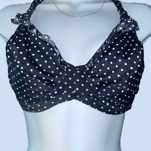 Black and white polka dot bikini top